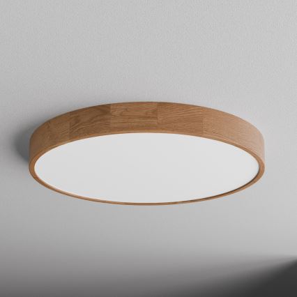 Lámpara de techo CLEO con sensor de movimiento y de crepúsculo, 6xE27/24W/230V, Ø 80 cm, roble
