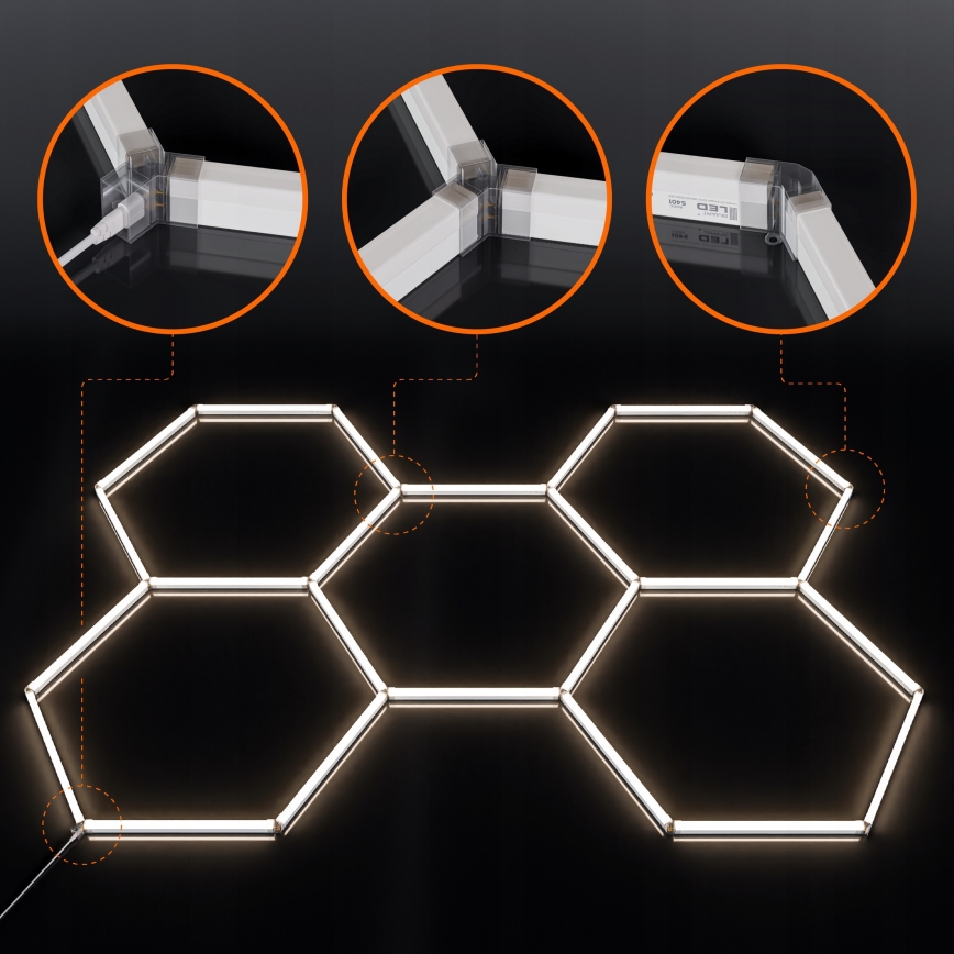 Lámpara LED de techo HEXAGON LED/240W/85-265V 4000K 298x209 cm CRI 90 IP44 blanca