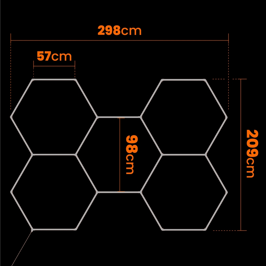 Lámpara LED de techo HEXAGON LED/240W/85-265V 4000K 298x209 cm CRI 90 IP44 blanca
