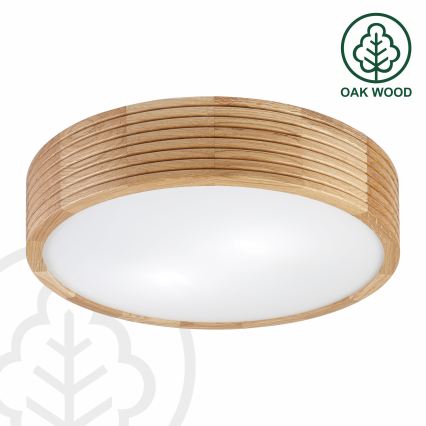Luminaria de techo LED CARVALHO MODERN, 2x E27/60W/230V, Ø 37,5 cm, acabado roble