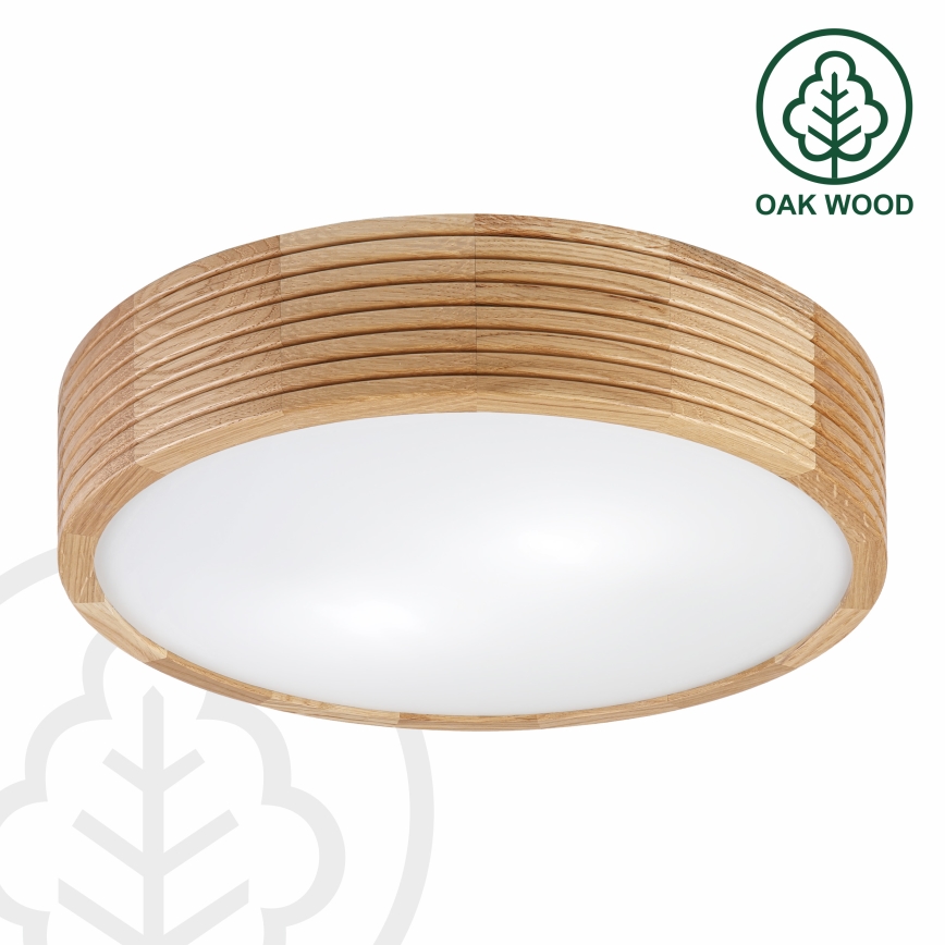 Luminaria de techo LED CARVALHO MODERN, 2x E27/60W/230V, Ø 37,5 cm, acabado roble
