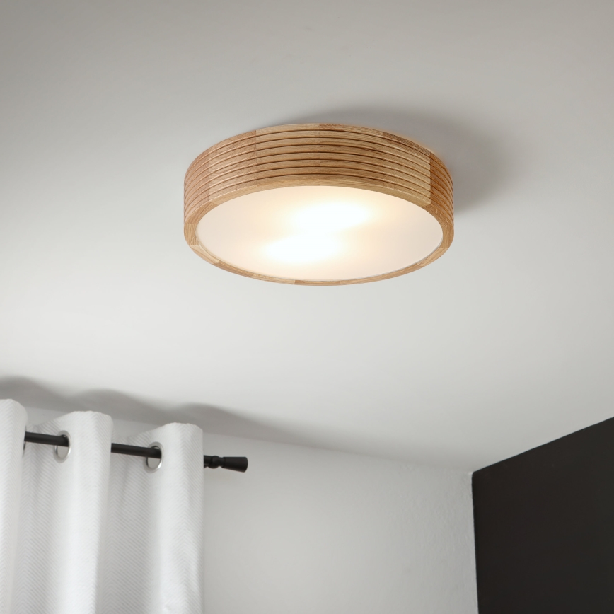Luminaria de techo LED CARVALHO MODERN, 2x E27/60W/230V, Ø 37,5 cm, acabado roble