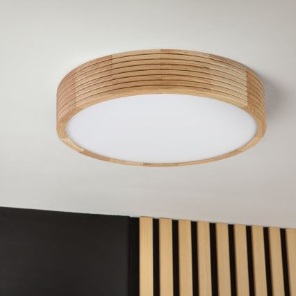 Luminaria de techo LED CARVALHO MODERN, 2x E27/60W/230V, Ø 37,5 cm, acabado roble