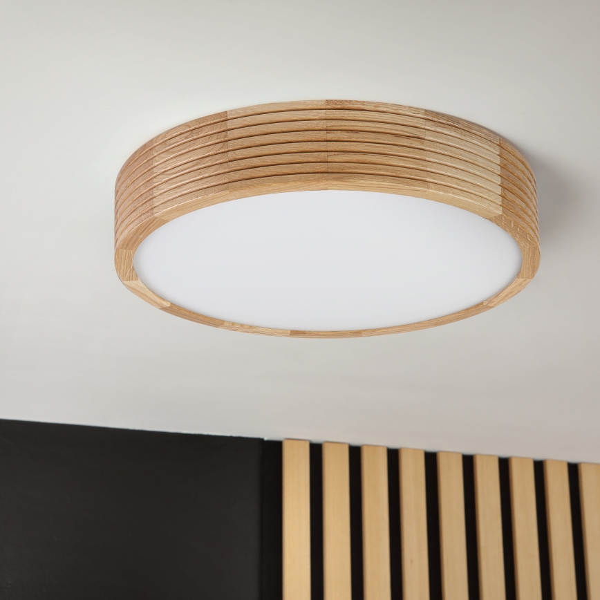 Luminaria de techo LED CARVALHO MODERN, 2x E27/60W/230V, Ø 37,5 cm, acabado roble
