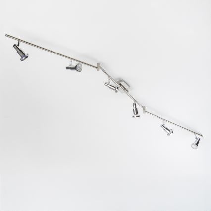 Luminaria de techo LED con 6 focos GU10/5W/230V, cromo brillante