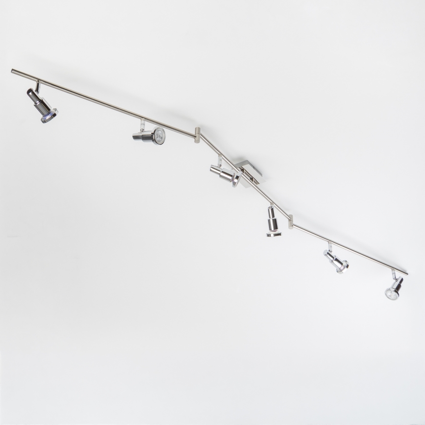 Luminaria de techo LED con 6 focos GU10/5W/230V, cromo brillante