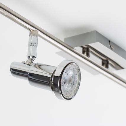 Luminaria de techo LED con 6 focos GU10/5W/230V, cromo brillante