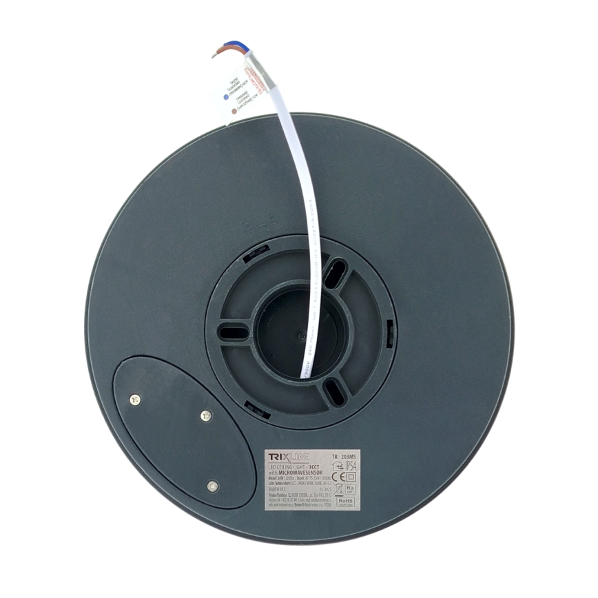 Plafón LED de baño con sensor de movimiento / 20 W / 230 V / 3000/4000/6500 K / diámetro 23 cm / IP54 / antracita