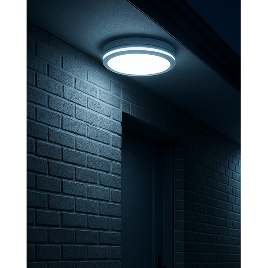 Lámpara LED de techo para baño con sensor de movimiento LED/20W/230V 3000/4000/6500K Ø 23 cm IP54 blanca