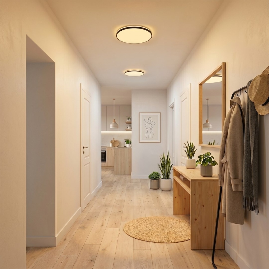 Plafón LED de techo HUGO LED/12/18/24W/230V 3000/4000/6500K Ø 30 cm IP54 negro
