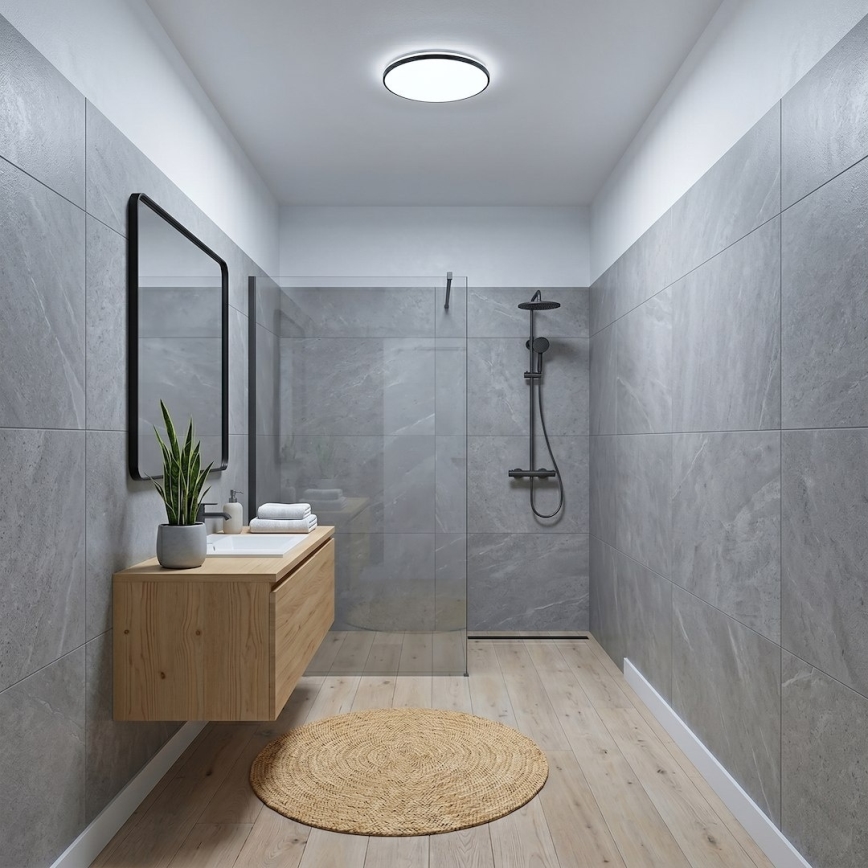Plafón LED de techo HUGO LED/12/18/24W/230V 3000/4000/6500K Ø 30 cm IP54 negro