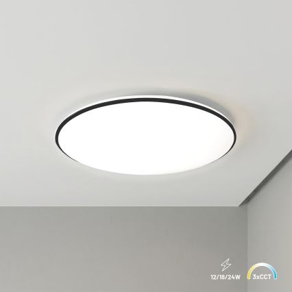 Plafón LED de techo HUGO LED/12/18/24W/230V 3000/4000/6500K Ø 30 cm IP54 negro