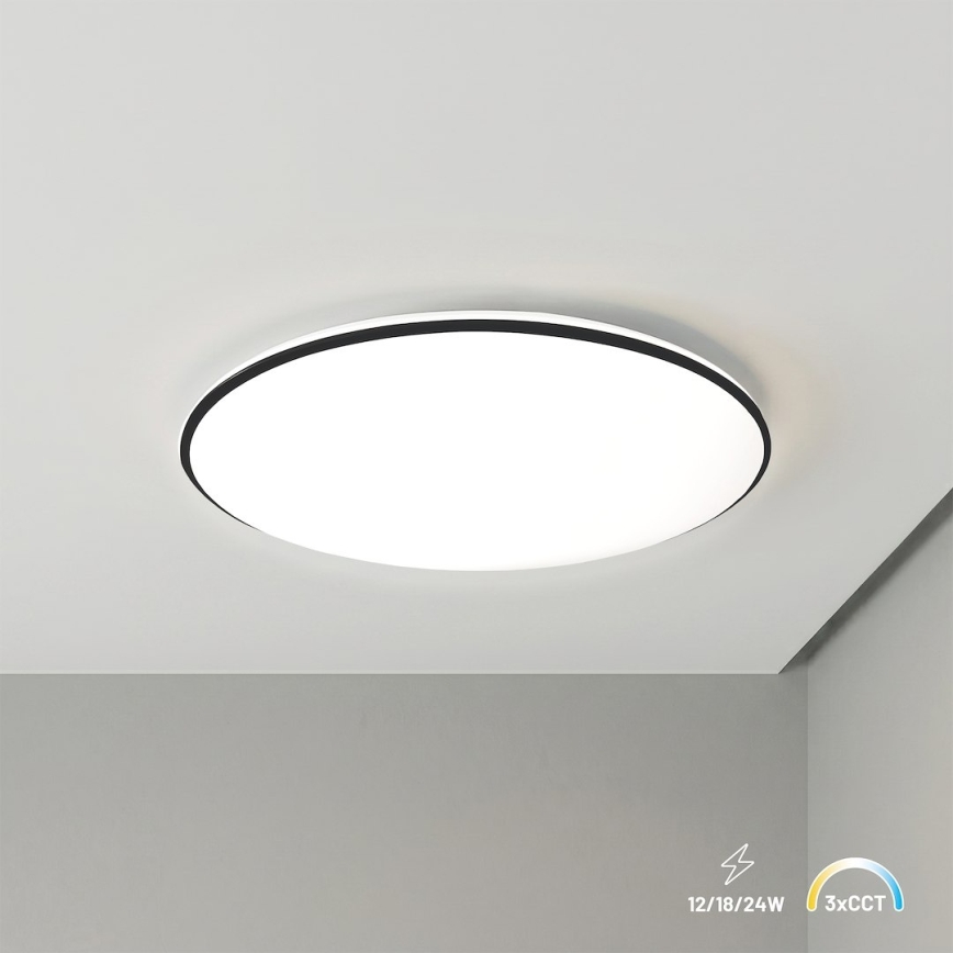 Plafón LED de techo HUGO LED/12/18/24W/230V 3000/4000/6500K Ø 30 cm IP54 negro
