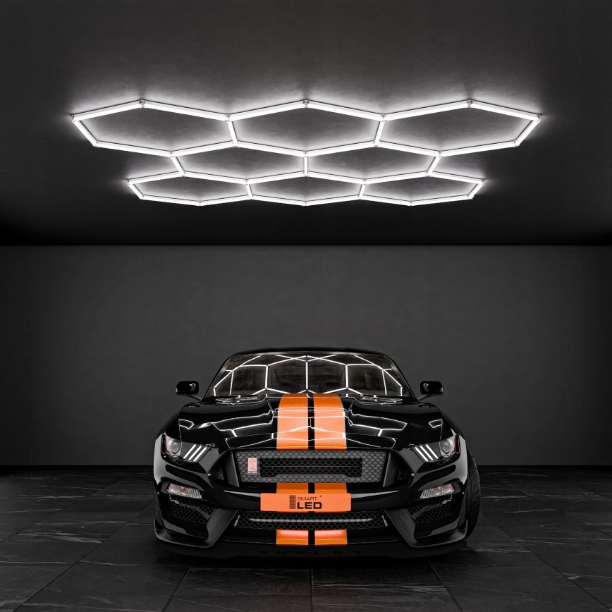 Luminaria de techo LED HEXAGON 350W/85-265V 6500K 313x298 cm CRI 90 IP44 blanco