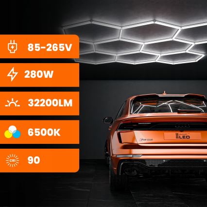 Luminaria de techo LED HEXAGON 350W/85-265V 6500K 313x298 cm CRI 90 IP44 blanco