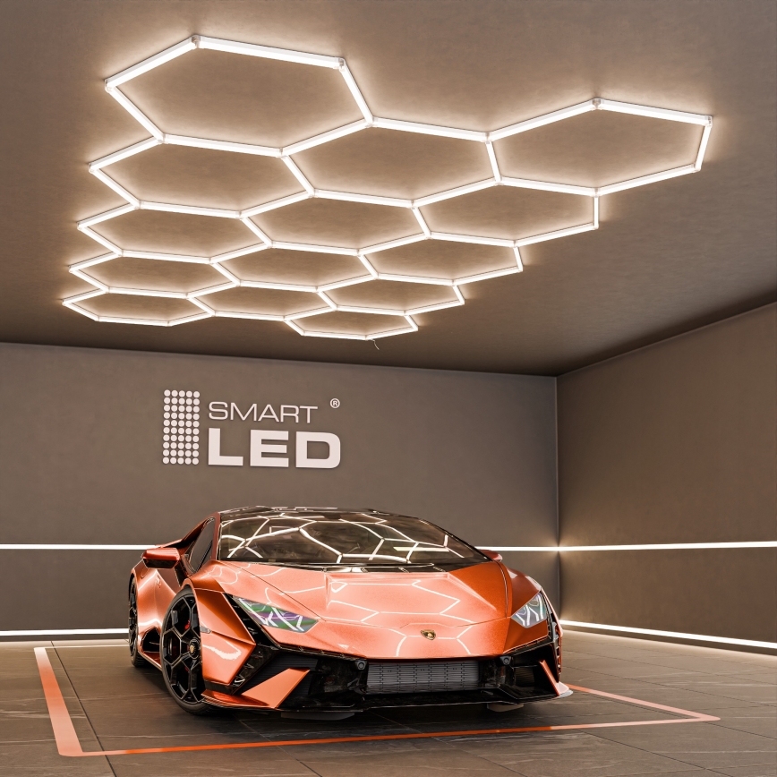 Luminaria de techo LED HEXAGON LED/570W/85-265V 4000K 522x298 cm CRI 90 IP44 blanca