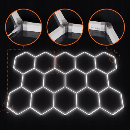 Luminaria de techo LED HEXAGON LED/570W/85-265V 4000K 522x298 cm CRI 90 IP44 blanca