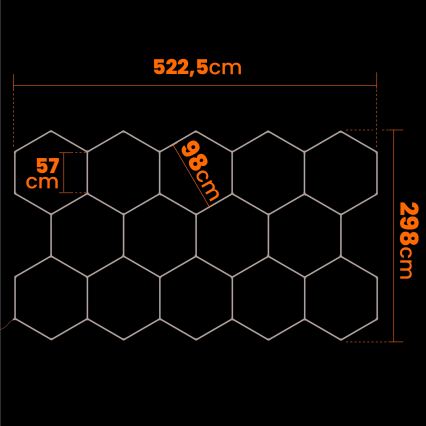 Luminaria de techo LED HEXAGON LED/570W/85-265V 4000K 522x298 cm CRI 90 IP44 blanca