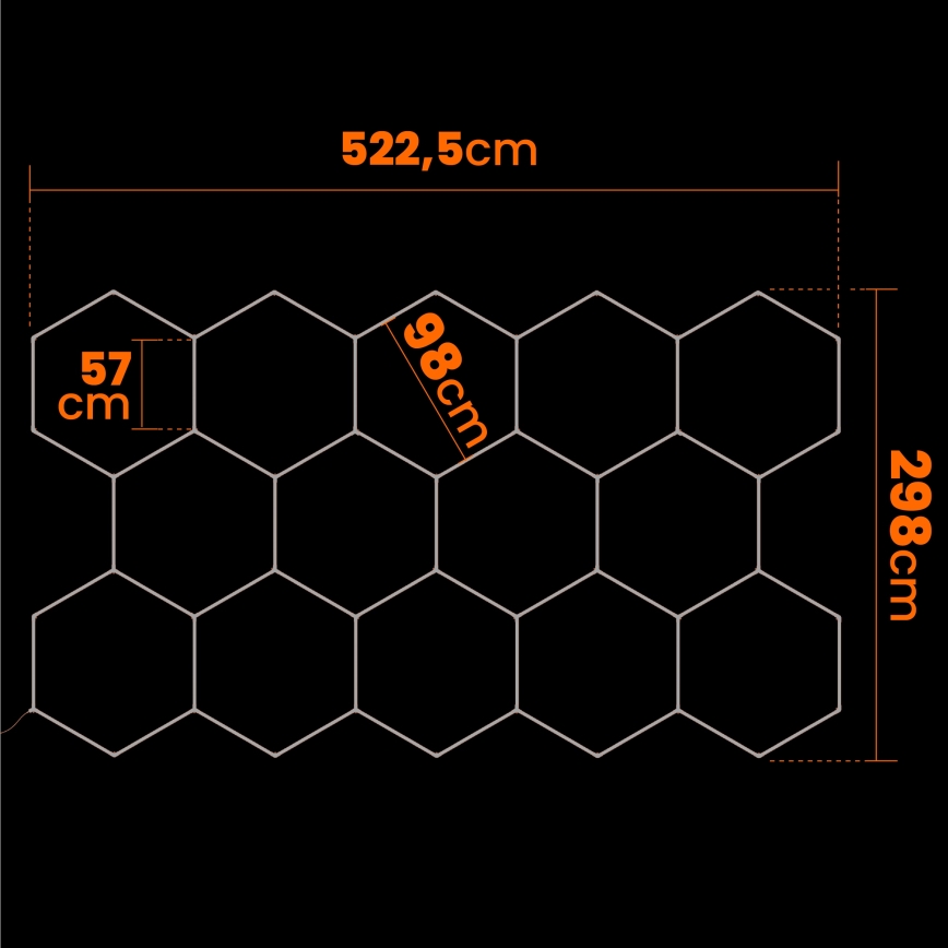 Luminaria de techo LED HEXAGON LED/570W/85-265V 4000K 522x298 cm CRI 90 IP44 blanca