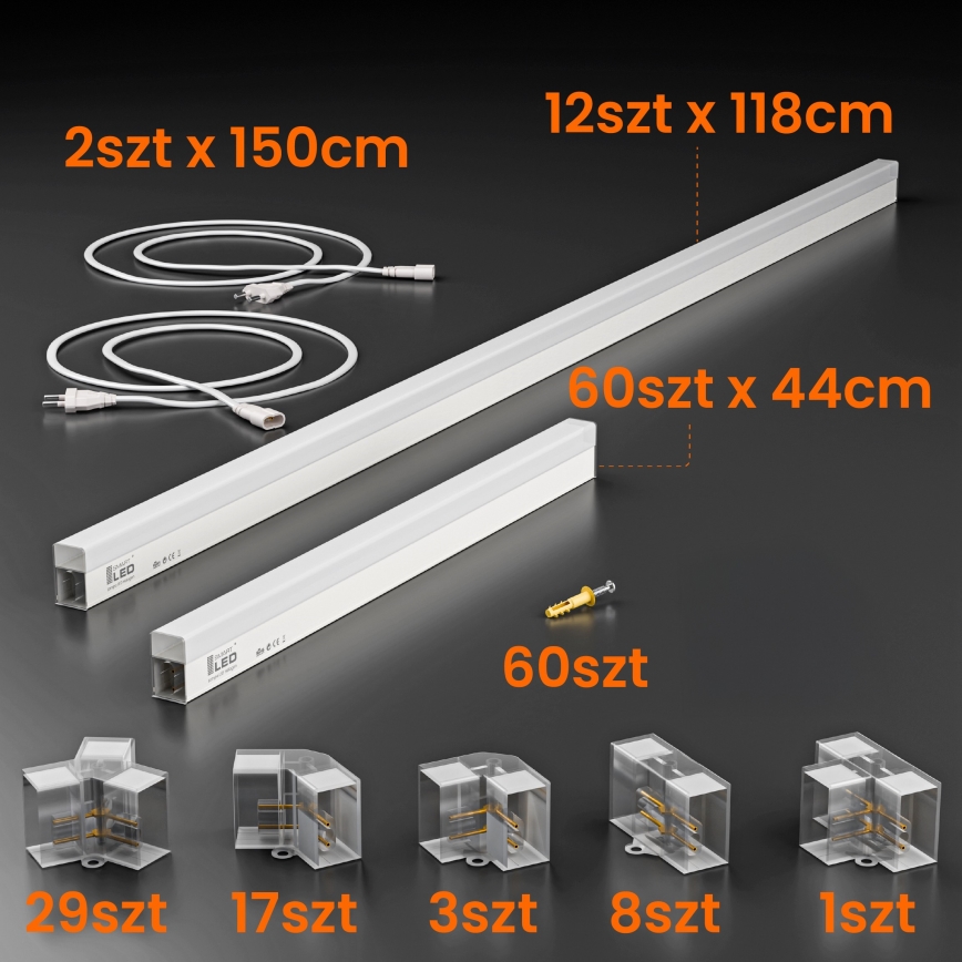 Lámpara de techo LED HEXAGON LED/696W/85-265V 6500K 484x243 cm IRC 90 IP44 blanca