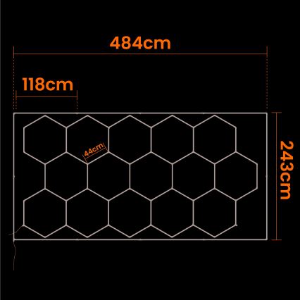Lámpara de techo LED HEXAGON LED/696W/85-265V 6500K 484x243 cm IRC 90 IP44 blanca