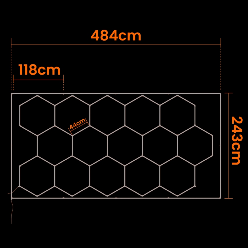 Lámpara de techo LED HEXAGON LED/696W/85-265V 6500K 484x243 cm IRC 90 IP44 blanca