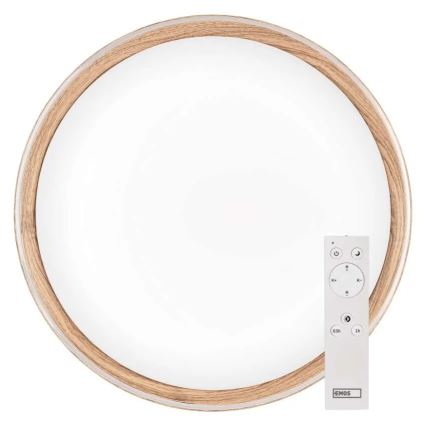 Plafón LED regulable ILVI LED/45W/230V 2700–6500K Ø 50 cm acabado efecto madera + mando a distancia