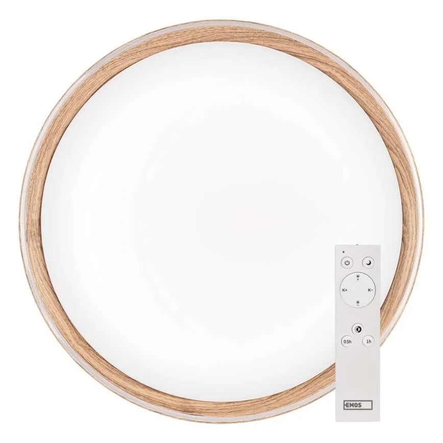 Plafón LED regulable ILVI LED/45W/230V 2700–6500K Ø 50 cm acabado efecto madera + mando a distancia