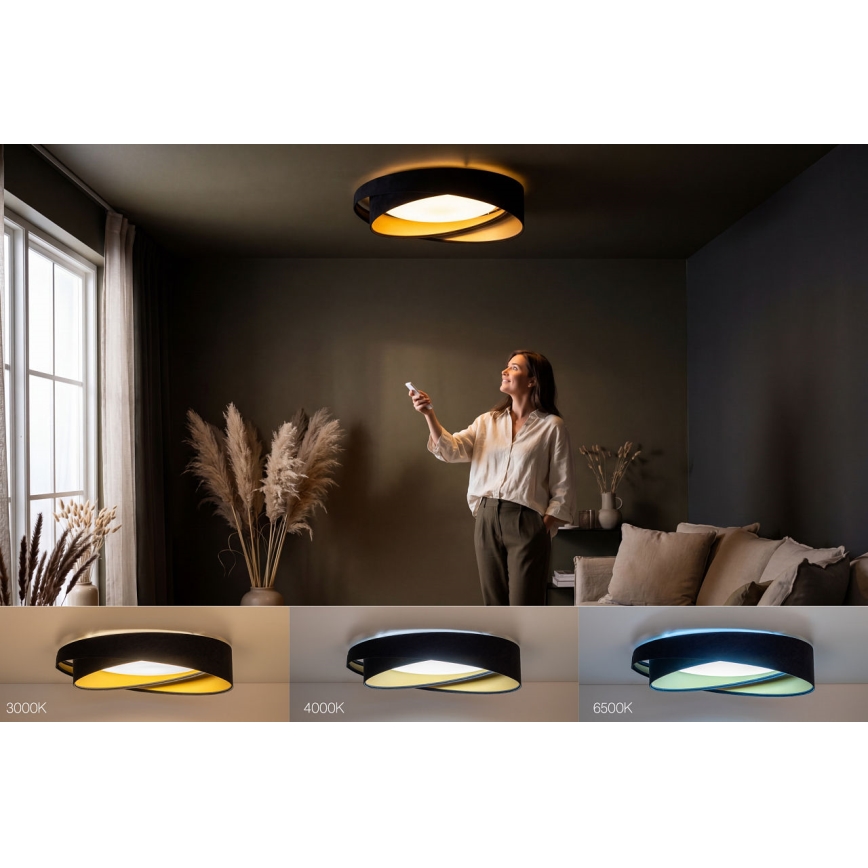 Luminaria de techo LED regulable SMART GALAXY MODERN LED/24W/230V 3000-6500K diámetro 55 cm negro/dorado + mando a distancia