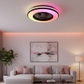 Luminaria de techo LED RGBW regulable con ventilador VENTELUX LED/48W/230V 3000/4000/6500K diámetro 48,5 cm negro + control remoto