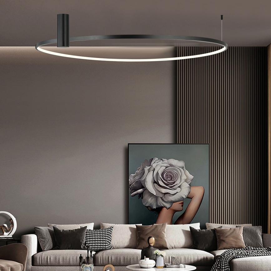 Luminaria de techo LED RING S LED/50W/230V 3000/4000/6000K Ø 90 cm negra