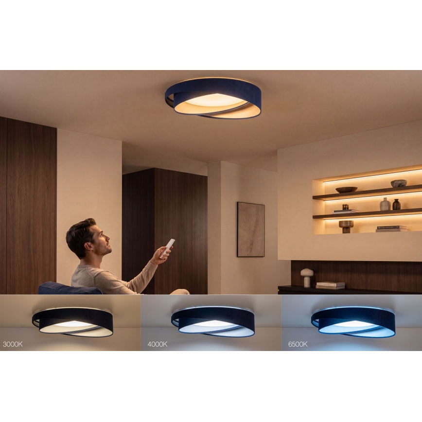 Lámpara de techo LED regulable SMART GALAXY MODERN LED/24W/230V 3000-6500K diámetro 55 cm azul/plata + mando a distancia