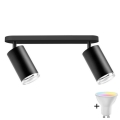 Luminaria empotrable de baño LED RGBW regulable TURYN 2xGU10/4,8W/230V 3000K IP44 negra + mando a distancia