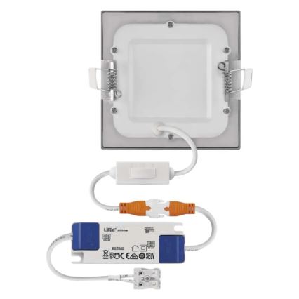 Luminaria empotrada LED NEXXO/7W/230V, 3000/3500/4000K, plata, 12x12 cm