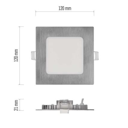 Luminaria empotrada LED NEXXO/7W/230V, 3000/3500/4000K, plata, 12x12 cm