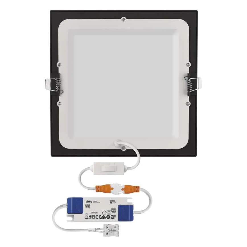 Luminaria empotrada LED NEXXO LED/18W/230V 3000/3500/4000K negra 22,5 x 22,5 cm