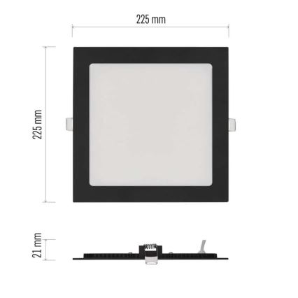 Luminaria empotrada LED NEXXO LED/18W/230V 3000/3500/4000K negra 22,5 x 22,5 cm
