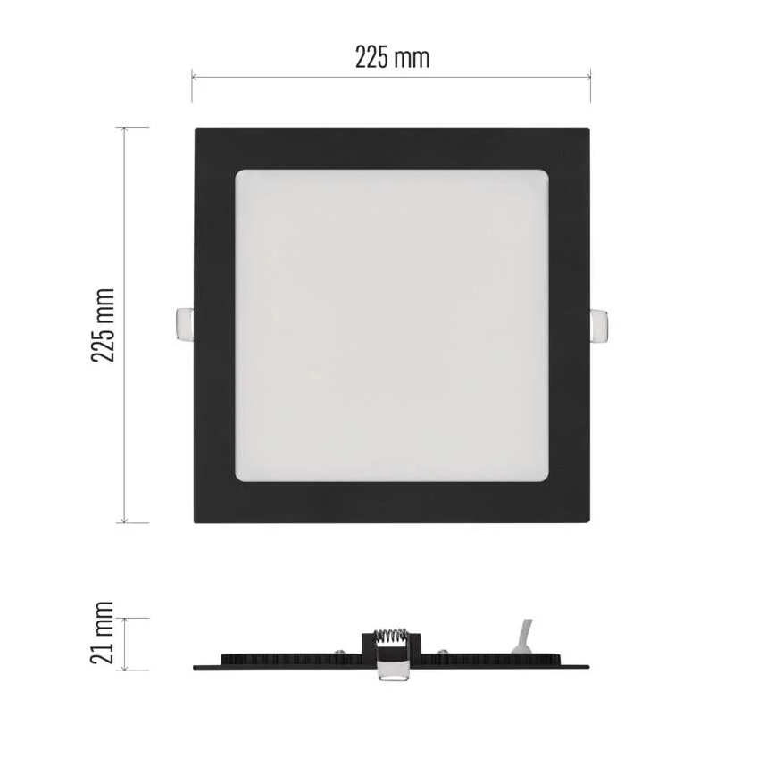 Luminaria empotrada LED NEXXO LED/18W/230V 3000/3500/4000K negra 22,5 x 22,5 cm