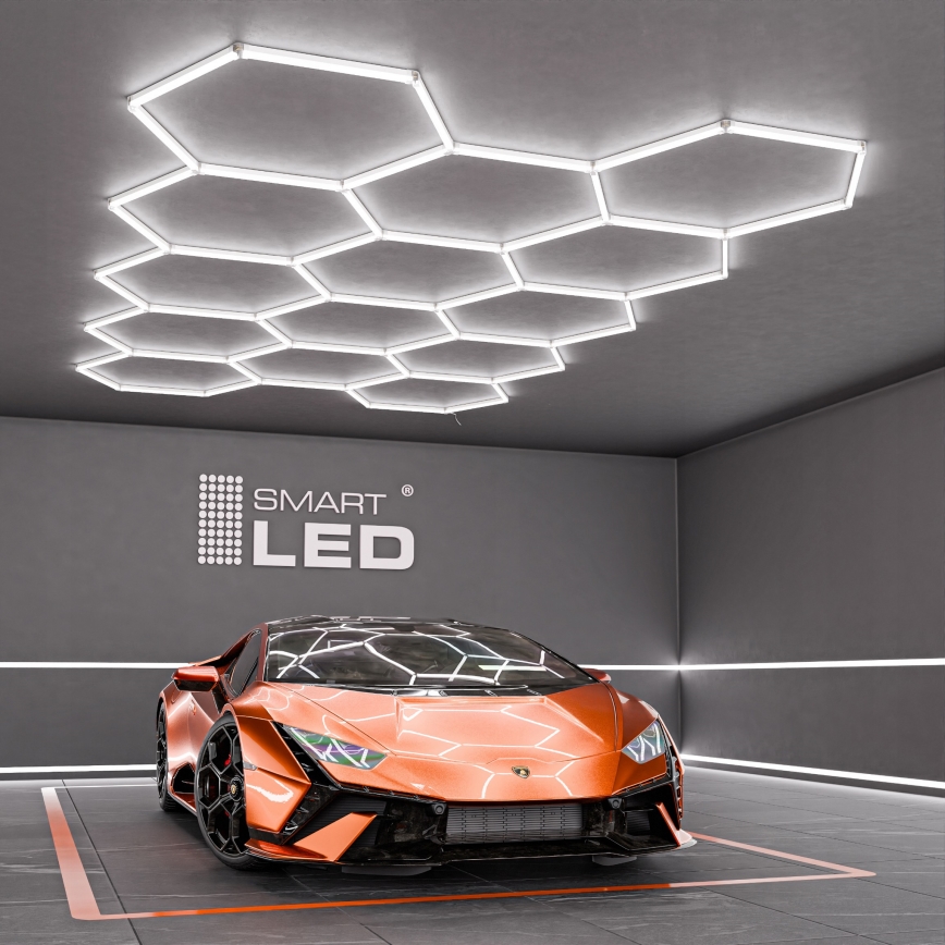 Luminaria de techo LED HEXAGON LED/570W/85-265V 6500K 522x298 cm CRI 90 IP44 blanca