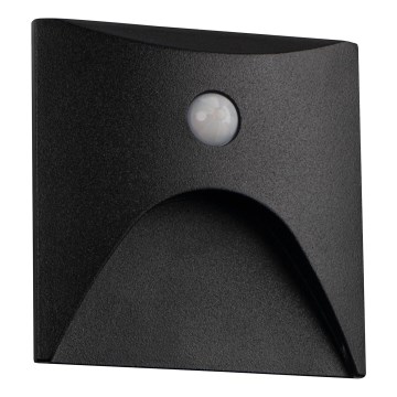 Luminaria LED para escalera con sensor de movimiento y crepuscular EXIN LED/2,5W/230V 4000K IP65, negra de diseño cuadrado