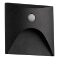 Luminaria LED para escalera con sensor de movimiento y de crepúsculo EXIN LED/2,5W/230V 3000K IP65 negra cuadrada