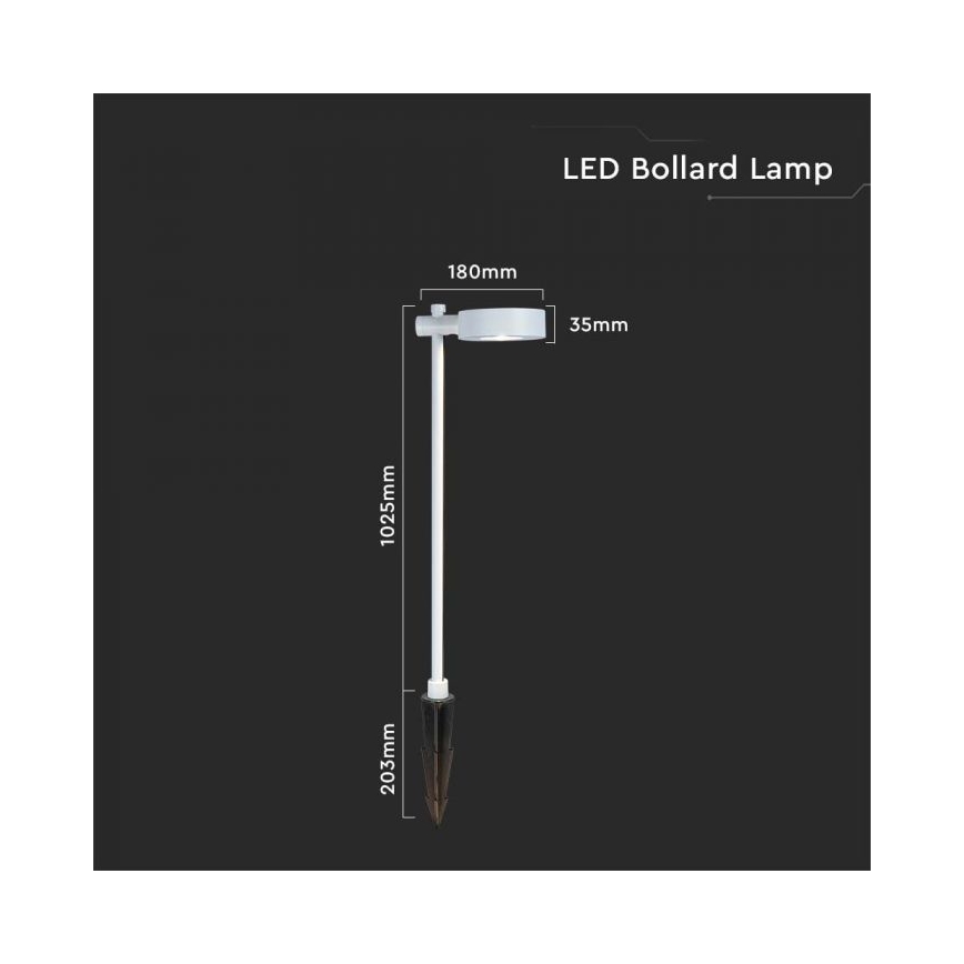 Luminaria LED para exterior LED/7W/230V 3000K IP65 blanca 102 cm