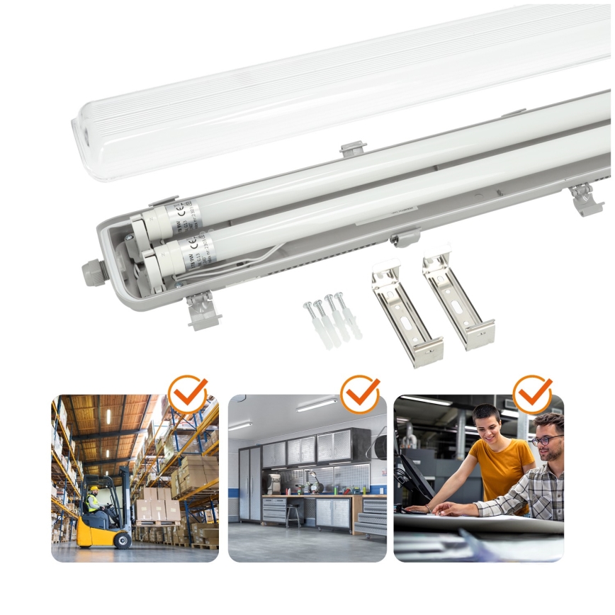 Luminaria técnica LED fluorescente T8 2xG13/18W/230V 6500K IP65
