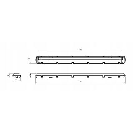 Luminaria técnica fluorescente LED T8 2xG13/20W/230V 6500K 120 cm IP65 blanca