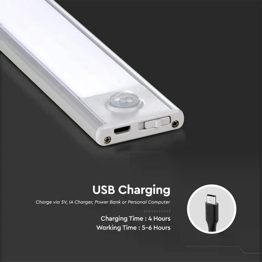 Lámpara LED para debajo del mueble con sensor LED/1,5W/5V 1500 mAh 4000K