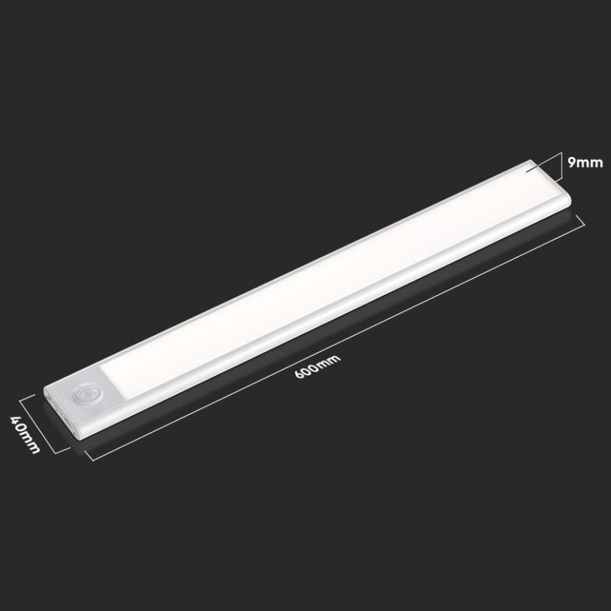 Lámpara LED para debajo del mueble con sensor LED/2,5W/5V 3000 mAh 3000K