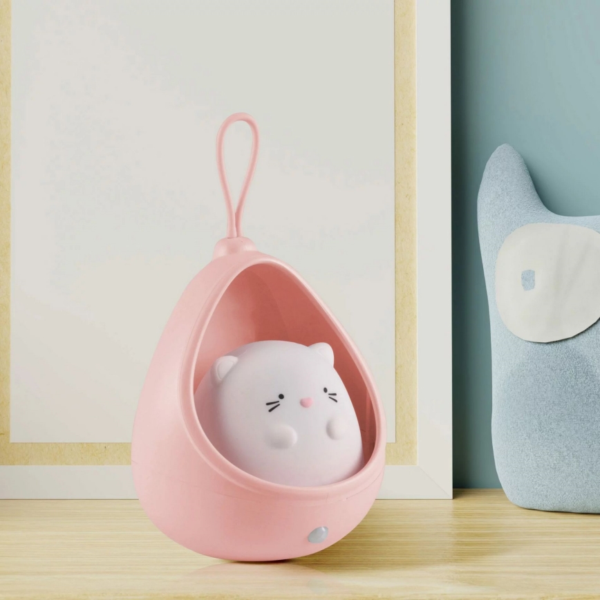 Luz LED de orientación infantil con sensor KITTY LED/0,5W/5V USB rosa