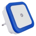 Luz nocturna con sensor crepuscular LED/0,5W/230V, color azul