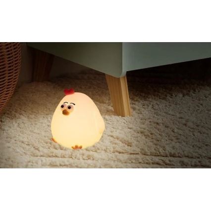 Luz nocturna infantil LED recargable y regulable LED/1W/5V 3000K 800 mAh pollito
