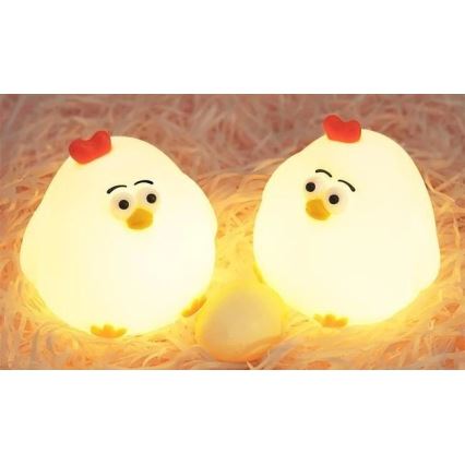 Luz nocturna infantil LED recargable y regulable LED/1W/5V 3000K 800 mAh pollito